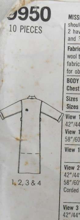 SIMPLICITY 9950 UNISEX ROBE IN 2 LENGTHS SIZE XS-XL (29-44) COMPLETE-CUT TO XL (42-44)