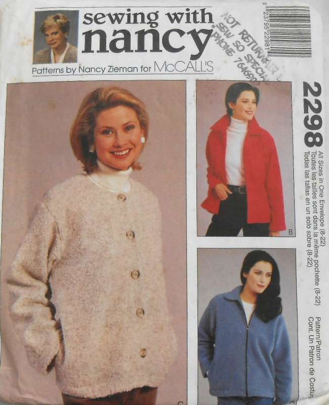 McCALLS 2298 UNLINED JACKET SIZE S-XL (8-22) COMPLETE-CUT TO MEDIUM 12-14