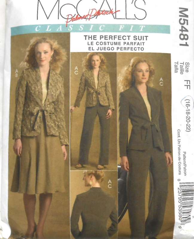 McCALLS M5481 LINED JACKET-SKIRT-PANTS SIZE 16-18-20-22 COMPLETE-CUT TO 20