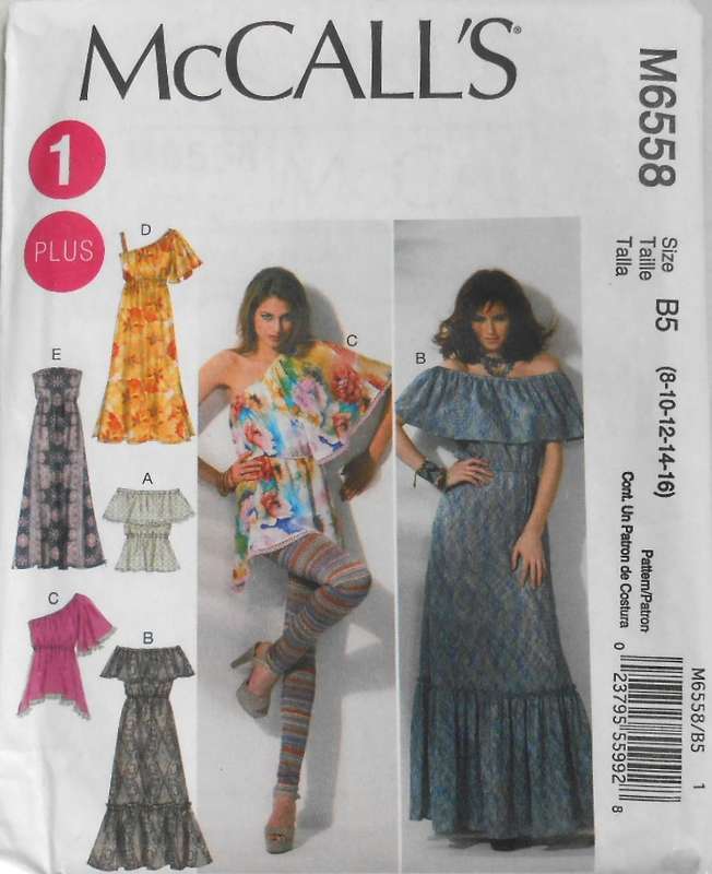 McCALLS M6558 PULLOVER TOPS & DRESSES SIZE 8-10-12-14-16 COMPLETE UNCUT-F/FOLDED
