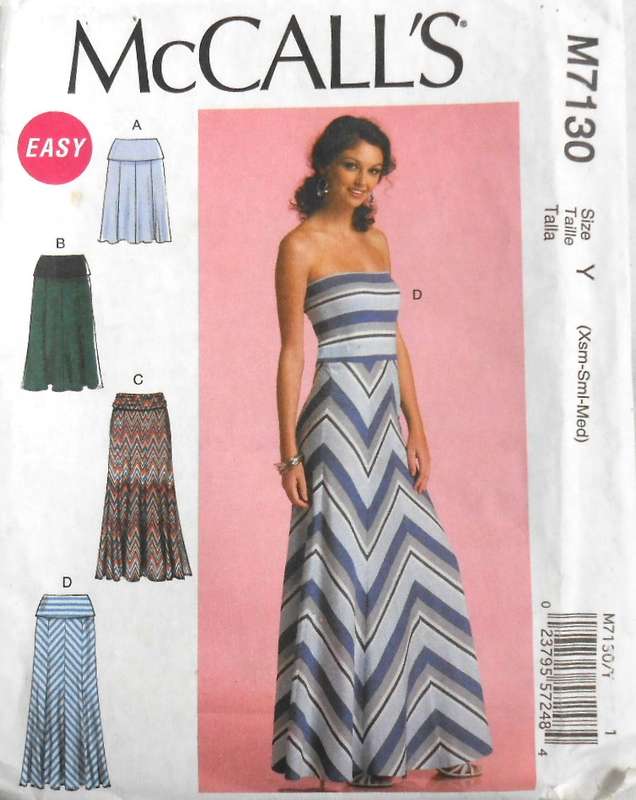 McCALLS M7130 DRESSES & SKIRTS WITH BAND VARIATIONS SIZE XS-S-M (4-14) COMPLETE CUT TO M (12-14)