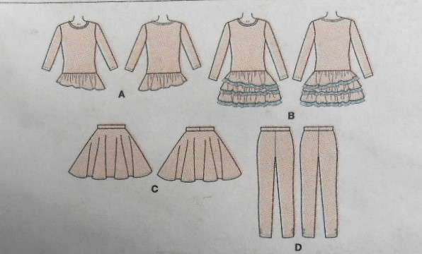 McCALLS M7274 GIRLS TOPS-DRESSES-SKIRT-LEGGINGS SIZE 3-4-5-6 YEARS COMPLETE-CUT TO 6 YEARS