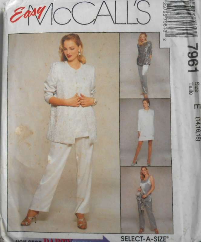 McCALLS 7991 UNLINED JACKET-DRESS-TOP-TUNIC-PULL ON PANTS SIZE 14-16-18 COMPLETE-UNCUT-F/FOLDED