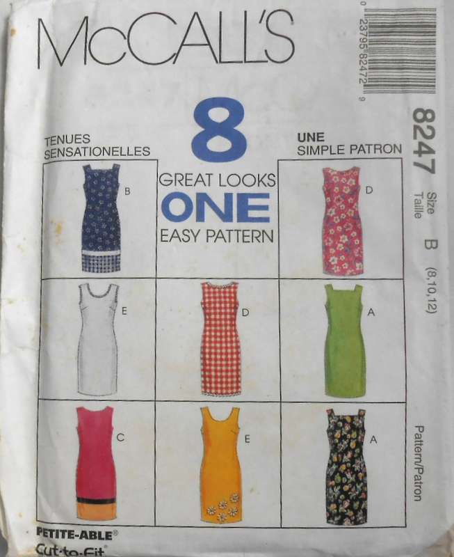 McCALLS 8247 SEMI FITTED DRESS SIZE 8-10-12 COMPLETE-UNCUT-F/FOLDED