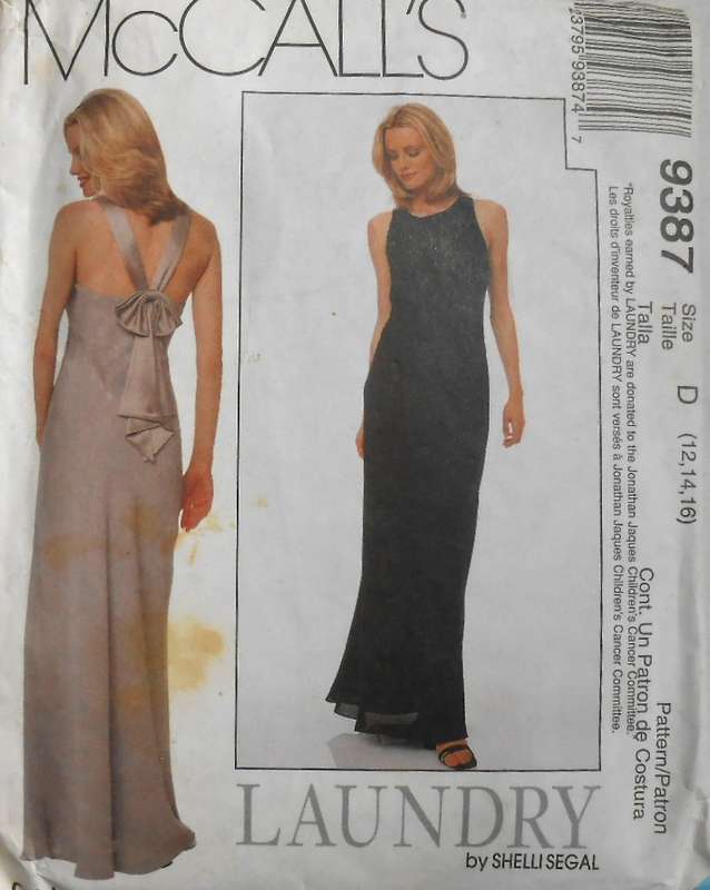 McCALLS 9387 STUNNING LINED BIAS DRESS SIZE 12-14-16 COMPLETE-CUT TO 16-THE KNOT8 NOT SUPPLIED
