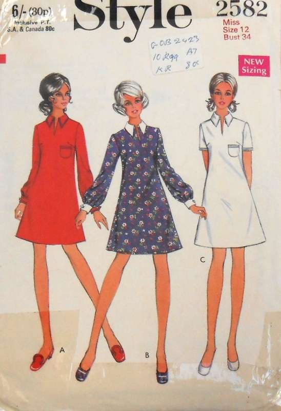 VINTAGE STYLE 2582 A-LINE DRESS SIZE 12 BUST 34 COMPLETE