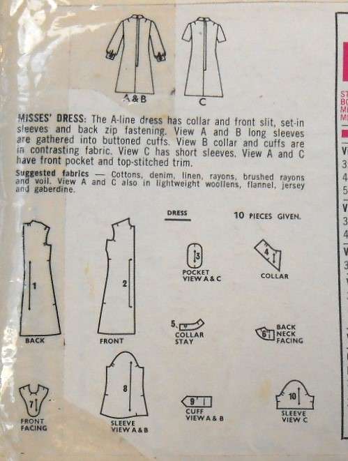 VINTAGE STYLE 2582 A-LINE DRESS SIZE 12 BUST 34 COMPLETE