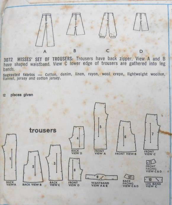 VINTAGE STYLE 3072 SET OF PANTS SIZE 14 WAIST 27 COMPLETE