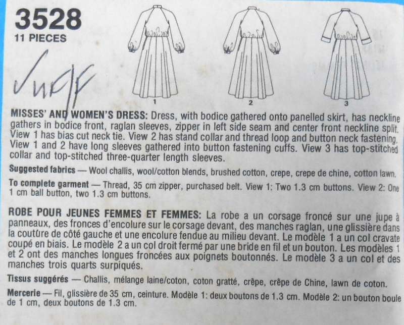STYLE 3528 DRESS-BODICE GATHERED ONTO PANELLED SKIRT SIZE 18 COMPLETE-UNCUT-F/FOLDED