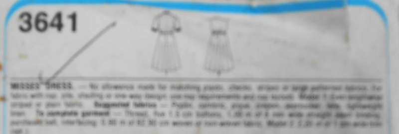 STYLE 3641 DRESS SIZE 12-14-16-18 COMPLETE-CUT TO 18