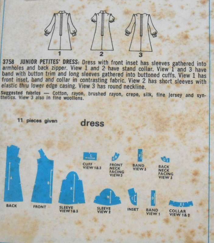 VINTAGE STYLE 3758 DRESS WITH FRONT INSET SIZE 9JP BUST 33 COMPLETE