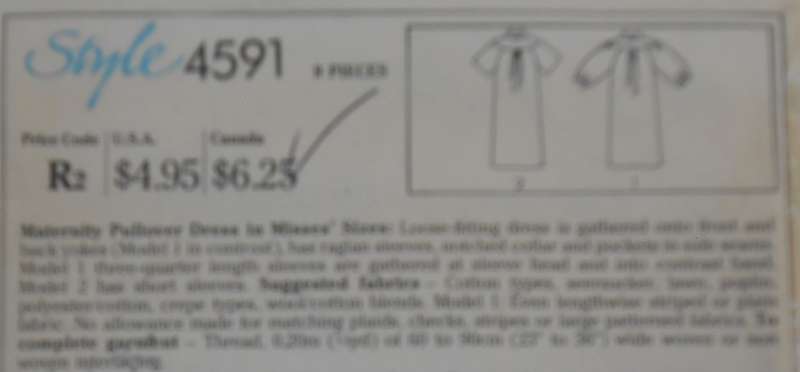 STYLE 4591 MATERNITY DRESS SIZE 8-10-12 COMPLETE