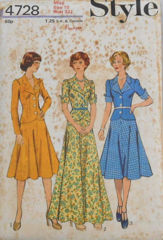 VINTAGE STYLE 4728 TOP & SKIRT IN 2 LENGTHS SIZE 10 BUST 32  1/2 COMPLETE