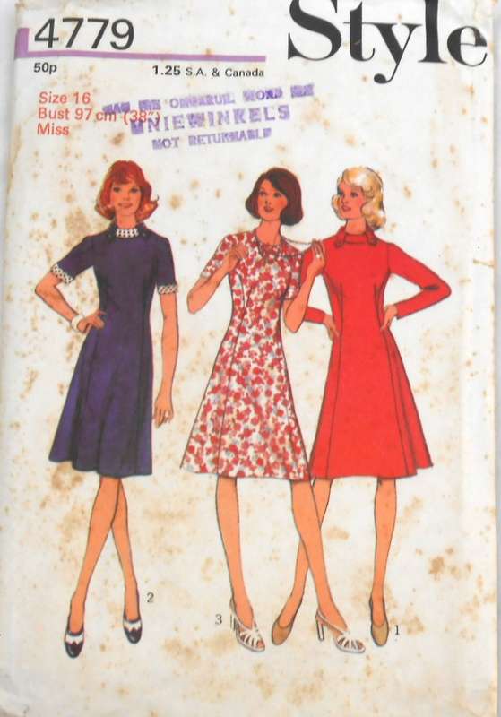 VINTAGE STYLE 4779 PANELLED DRESS SIZE 16 97 CM/38" COMPLETE-PART CUT