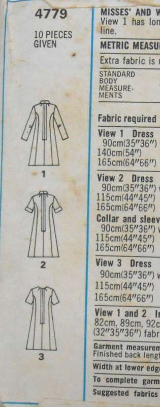 VINTAGE STYLE 4779 PANELLED DRESS SIZE 16 97 CM/38" COMPLETE-PART CUT