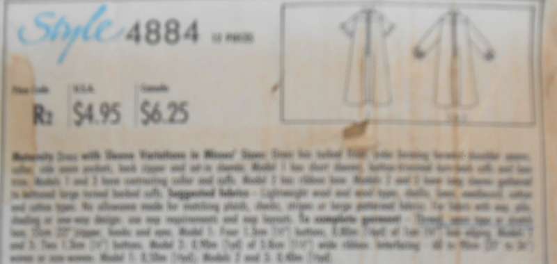 STYLE 4884 MATERNITY DRESS-SLEEVE VARIATIONS SIZE 8 COMPLETE