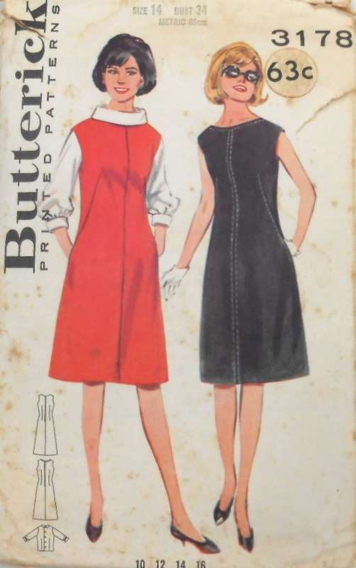 VINTAGE BUTTERICK 3178 PINAFORE-DRESS-BLOUSE SIZE 14 BUST 34 COMPLETE