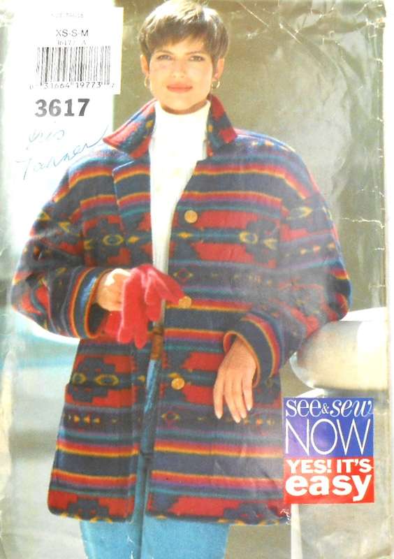 BUTTERICK 3617 LOOSE FITTING LINED JACKET SIZE XS-S-M (6-14) COMPLETE-CUT TO M (12-14)