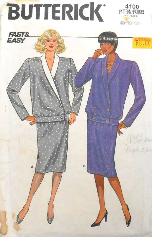BUTTERICK 4100 TOP & SKIRT SIZE 8-10-12 COMPLETE-UNCUT-F/FOLDED
