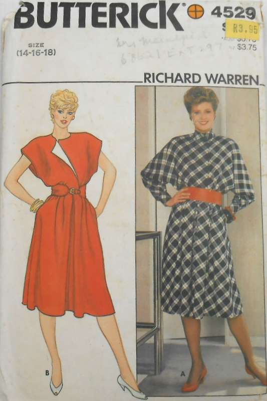 BUTTERICK 4529 LOOSE FITTING DRESS & BELT SIZE 14-16-18 COMPLETE