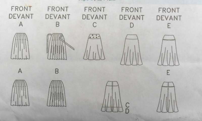 BUTTERICK B4686 SET OF SKIRTS SIZE 6-8-10-12 COMPLETE-CUT TO 10