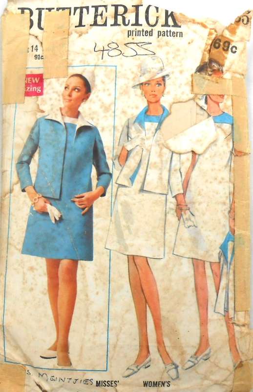 VINTAGE BUTTERICK 4855 DRESS & JACKET SIZE 14 BUST 34 COMPLETE-NO SEWING INSTRUCTIONS SUPPLIED