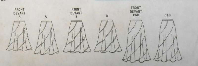 BUTTERICK B5042 SET OF SKIRTS WITH CIRCULAR BIAS SEAMS SIZE 16-18-20-22 COMPLETE-CUT TO 22