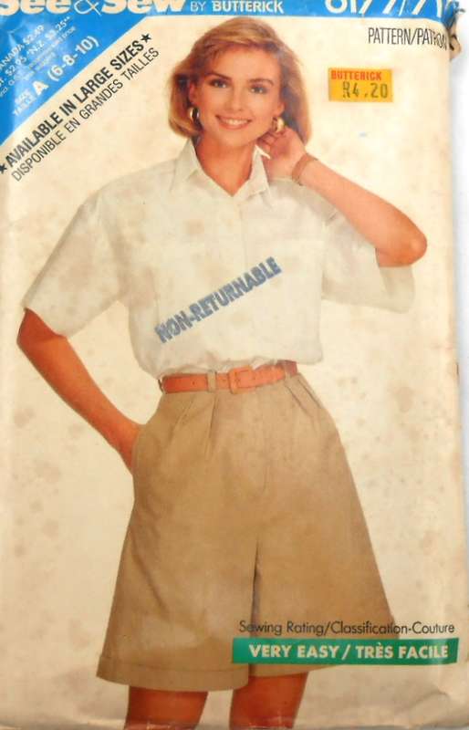 BUTTERICK 6177/711 SHIRT & SHORTS SIZE 6-8-10 COMPLETE PART CUT TO 10