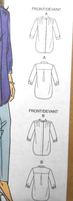 BUTTERICK B6635 VERY LOOSE FITTING FRONT BUTTON SHIRT SIZE XS-S-M-L-XL COMPLETE-CUT TO XS
