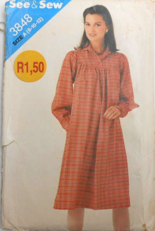 BUTTERICK 3848 VERY LOOSE-FITTING DRESS SIZE 8-10-12 COMPLETE CUT TO 12