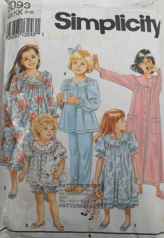 SIMPLICITY 8030 KIDS NIGHTGOWN-ROBE-LONG/SHORT PJS SIZE 7-12 YEARS COMPLETE-CUT TO 12