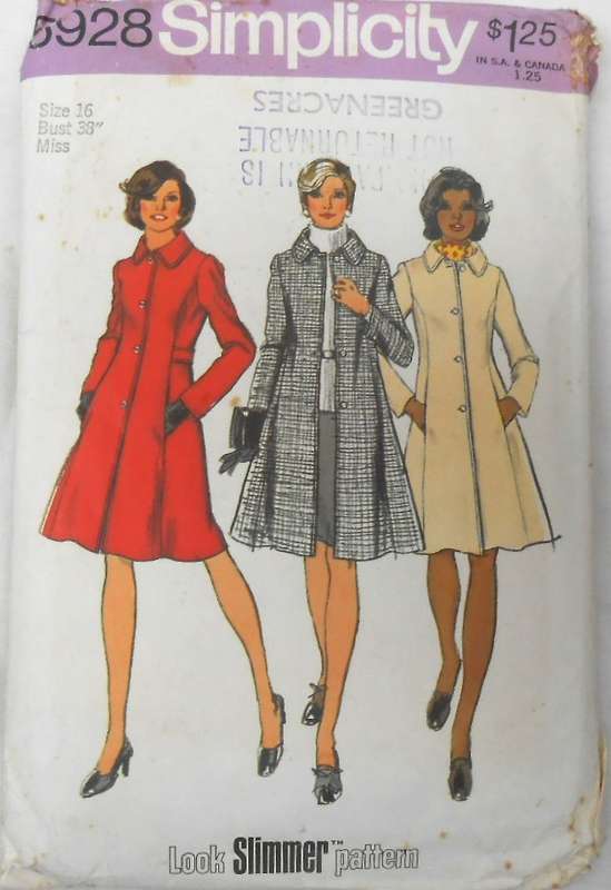 SIMPLICITY 5928 PRINCESS COAT SIZE 16 BUST 38" COMPLETE