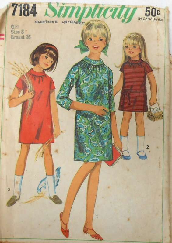 VINTAGE SIMPLICITY 7184 GIRLS DRESS- SIZE 8 YEARS BREAST 26" COMPLETE
