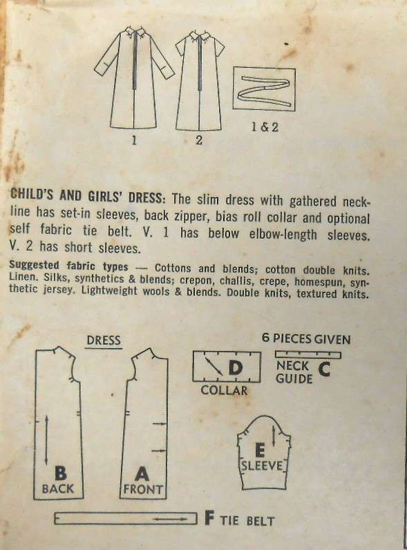 VINTAGE SIMPLICITY 7184 GIRLS DRESS- SIZE 8 YEARS BREAST 26" COMPLETE