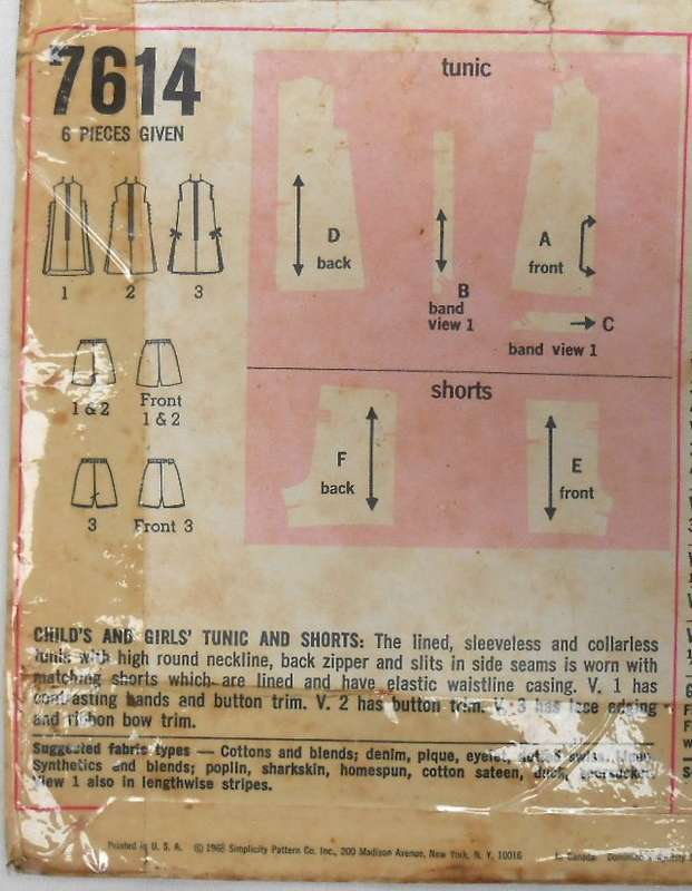 VINTAGE SIMPLICITY 7614 GIRLS DRESS- SIZE 10 YEARS BREAST 28 1/2" -NO SHORTS SUPPLIED