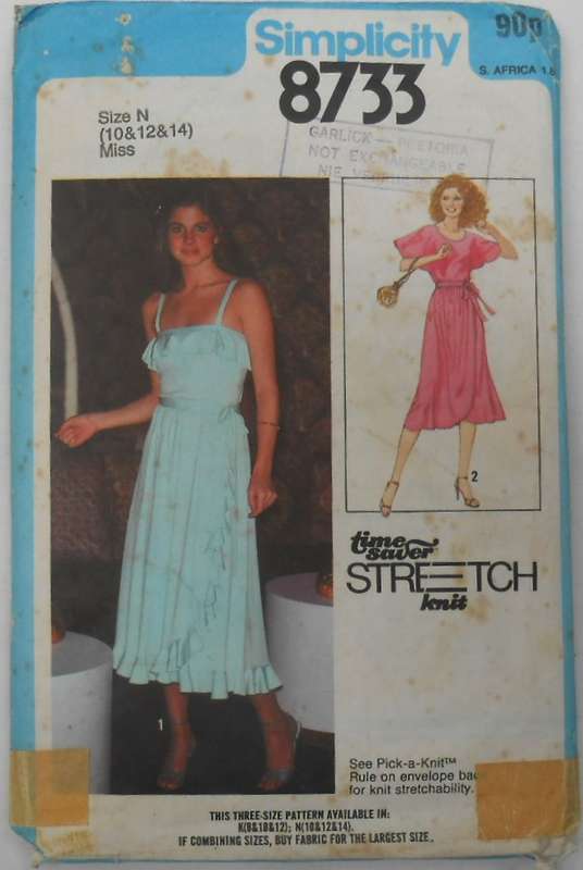 SIMPLICITY 8733 TWO PIECE DRESSES SIZE 10-12-14 COMPLETE-CUT TO 14
