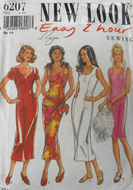 NEW LOOK PATTERNS 6207 SET OF FITTED DRESSES SIZES 6-16 CUT TO 12 - SLEEVE-NOT SUPPLIED