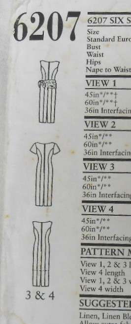 NEW LOOK PATTERNS 6207 SET OF FITTED DRESSES SIZES 6-16 CUT TO 12 - SLEEVE-NOT SUPPLIED