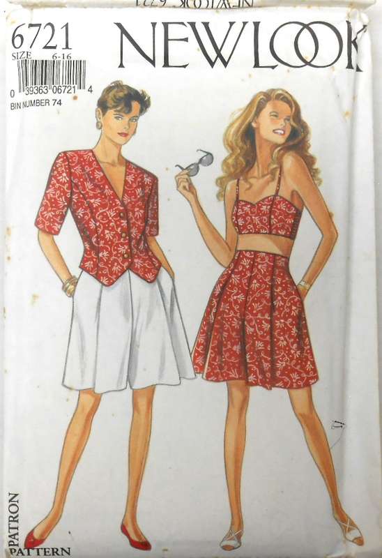 NEW LOOK PATTERNS 6721 HALTER TOP-TOP-CULOTTES SIZE 6-16 COMPLETE-CUT TO 16
