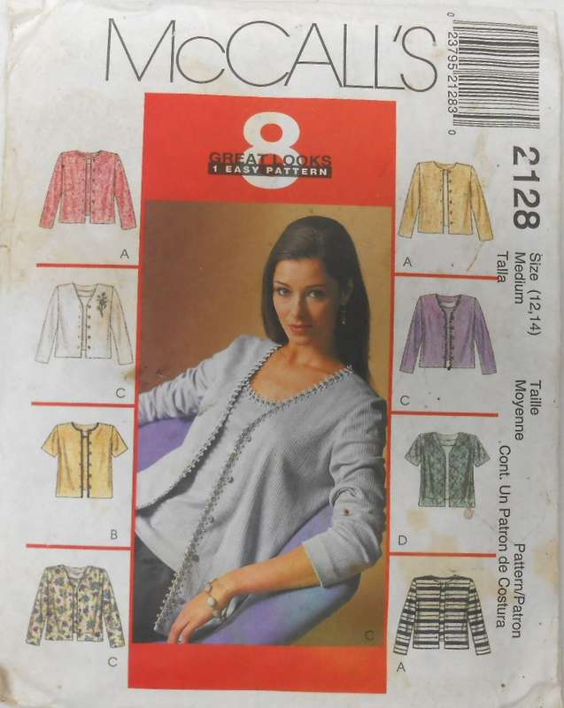 McCALLS 2128 TOP SIZE M 12-14 COMPLETE-NO CARDIGAN PATTERN SUPPLIED