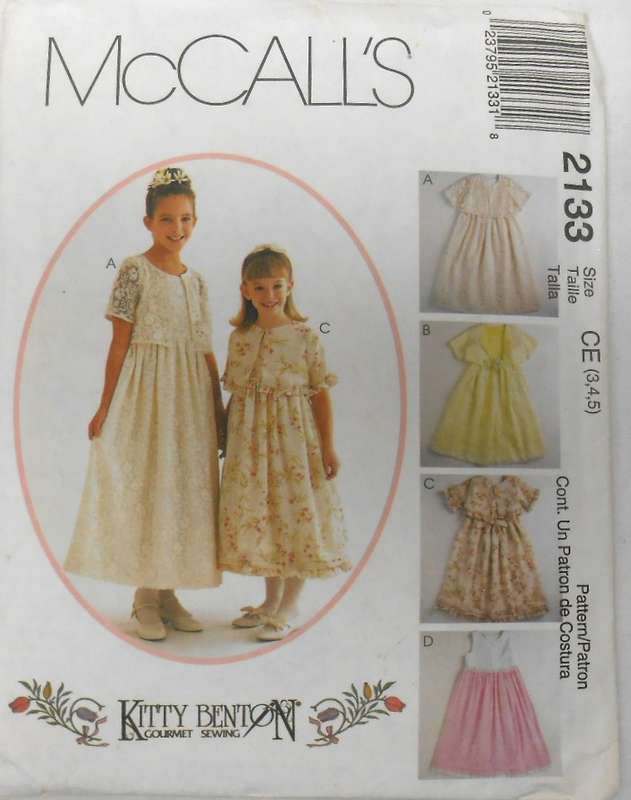 McCALLS 2133 GIRLS DRESSES SIZE CE 3-4-5 YEARS COMPLETE-CUT TO 5