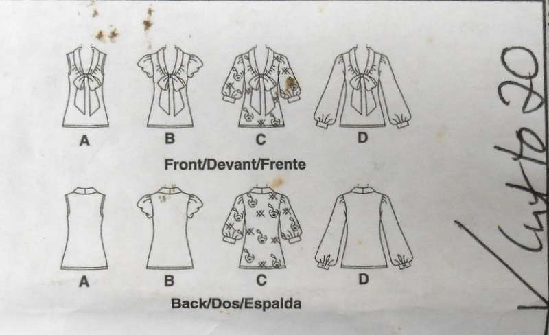 McCALLS M5884SET OF BLOUSES SIZE 14-16-18-20 COMPLETE-CUT TO 20