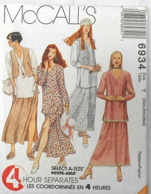 McCall's 6934LINED/UNLINED WAISTCOAT-TUNIC-LINED/UNLINED SKIRT SIZE XS-S-M (4-14) COMPLETE-UNCUT-F/F
