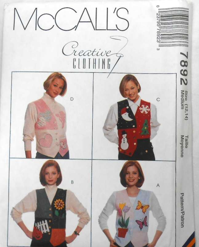 McCall's 7892 LINED WAISTCOATS SIZE MEDIUM 12-14 COMPLETE-UNCUT-F/FOLDED