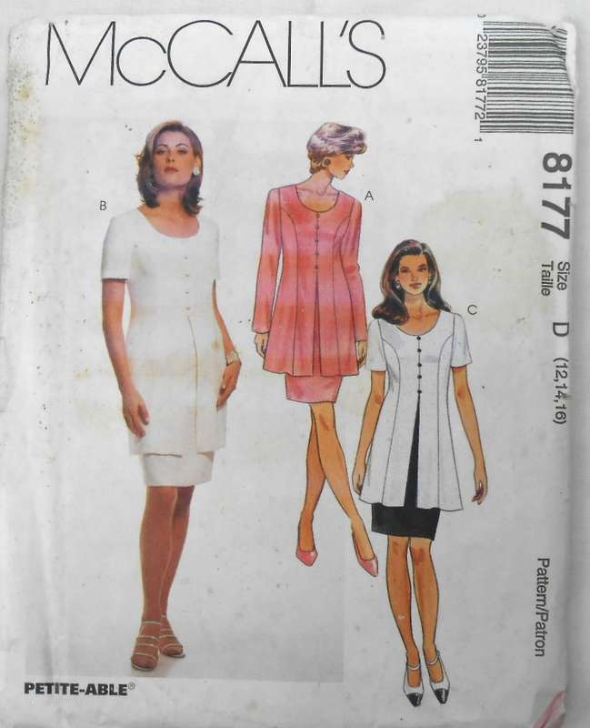 McCall's 8177 MOCK DRESS SIZE 12-14-16 COMPLETE-CUT TO 12