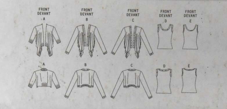 VOGUE V8559 JACKET & TOP SIZE XS-S-M (4-14) COMPLETE-UNCUT-F/FOLDED-NEW STORE PATTERN