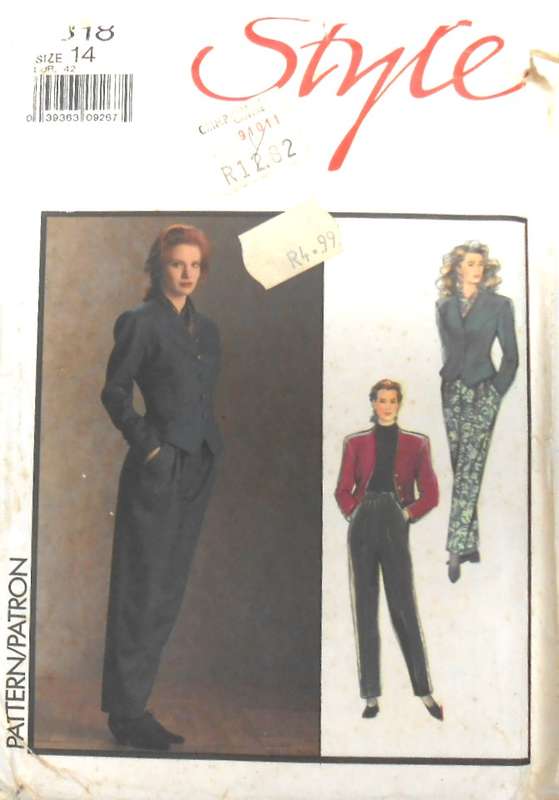 STYLE 1618 LINED WAISTCOAT JACKET & PANTS SIZE 14 COMPLETE-UNCUT-F/FOLDED