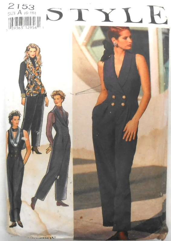 STYLE 2153 SLEEVELESS DBL BREASTED JUMPSUIT & WAISTCOATS SIZE 6-16 COMPLETE-CUT TO 16