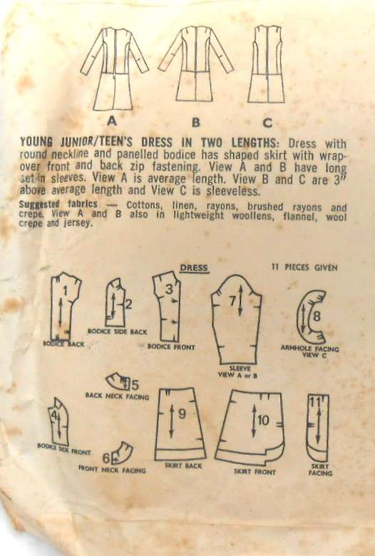VINTAGE STYLE 2279 DRESS IN 2 LENGTHS SIZE 11/12 BUST 32 COMPLETE