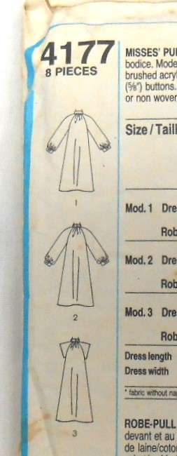 STYLE 4177 PULLOVER DRESS SIZES-10-12-14 - NO SLEEVE OR CUFF SUPPLIED